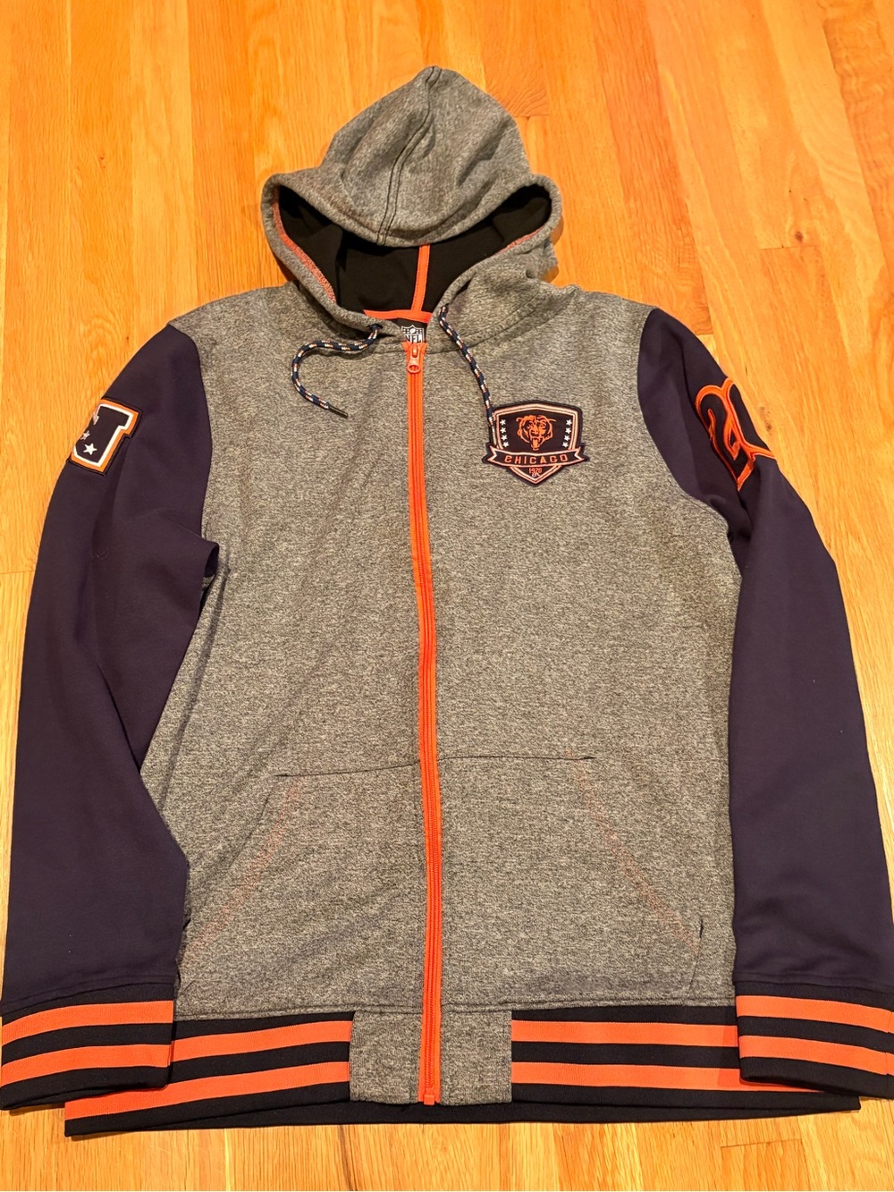 Men's NFL Chicago Bears Hooded Zip Jacket with Orange Trim